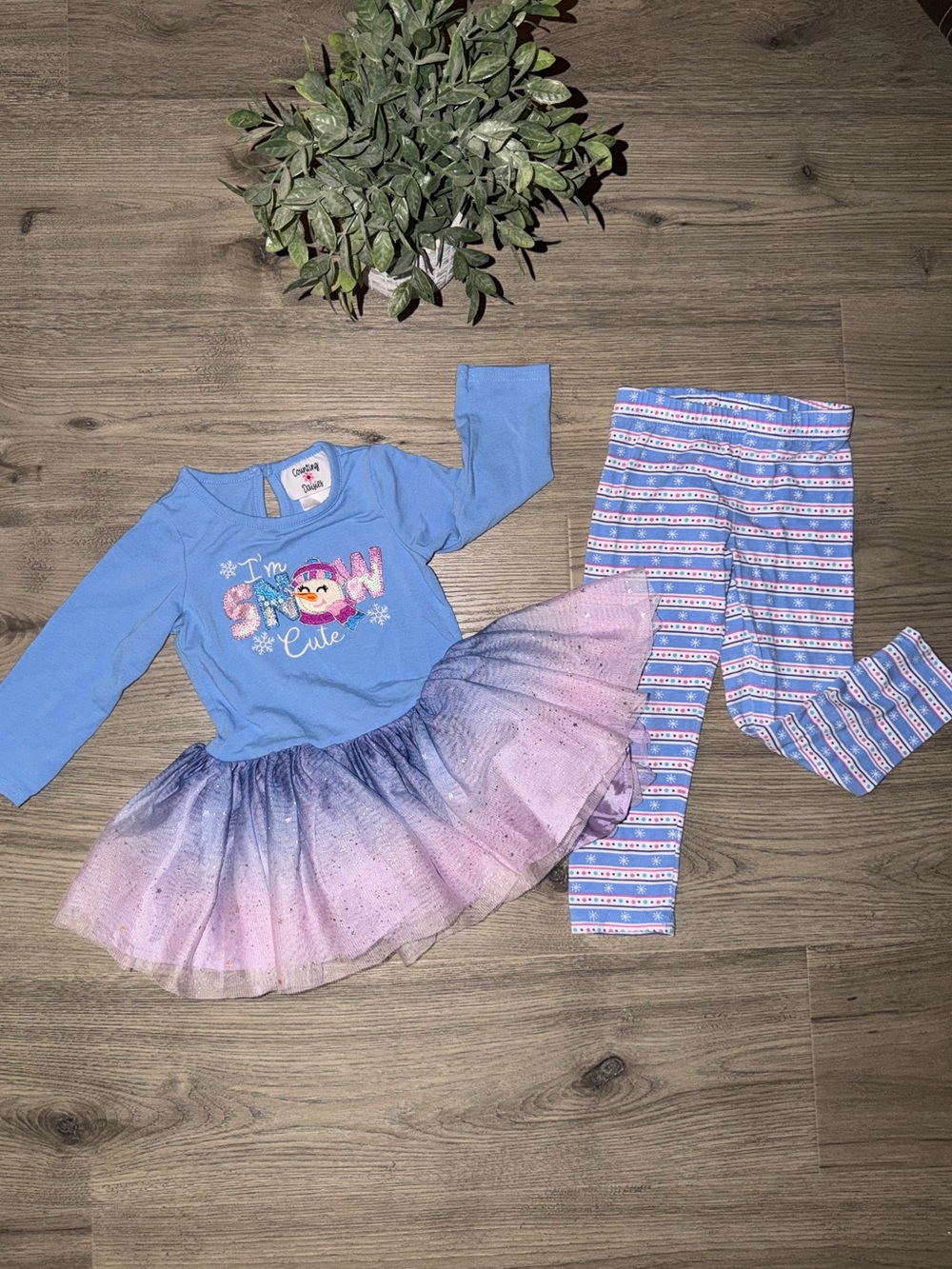 Carter's Blue & Purple Ombre Tutu Dress with Patterned Blue Leggings